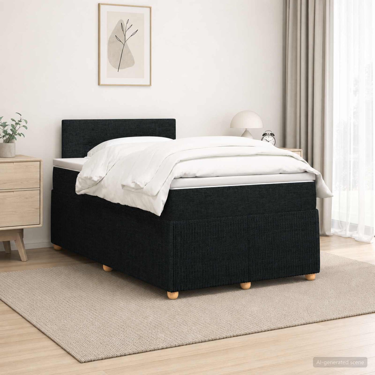 vidaXL Κρεβάτι box spring με στρώμα Μαύρο 120 x 200 cm Ύφασμα