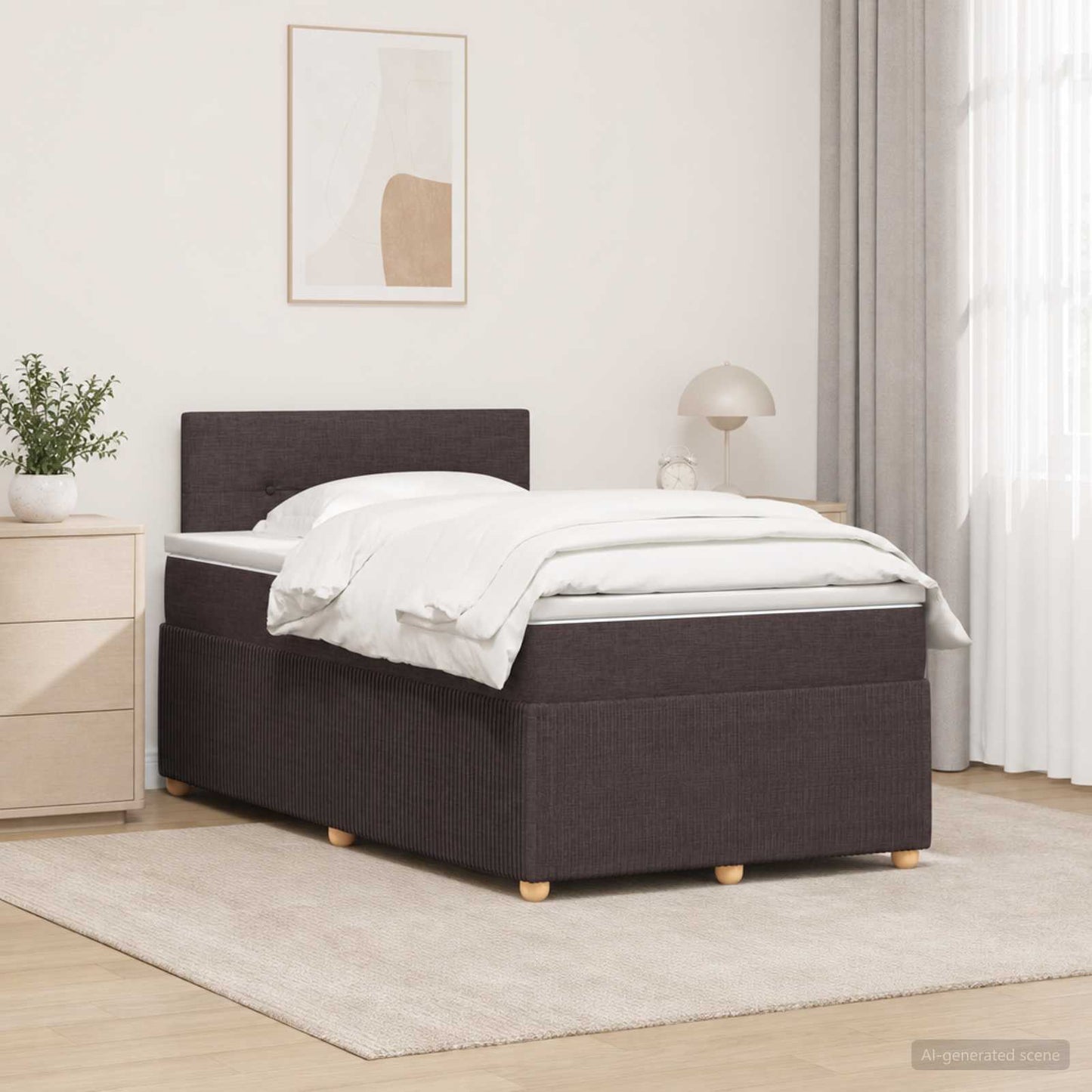 vidaXL Κρεβάτι box spring με στρώμα Σκούρο Καφέ 120 x 200 cm Ύφασμα