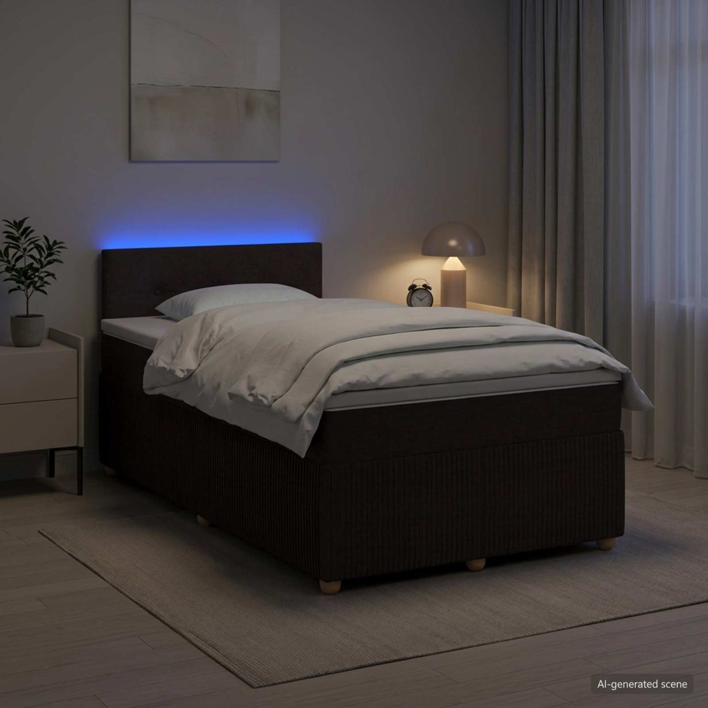 vidaXL Κρεβάτι box spring με στρώμα Σκούρο Καφέ 120 x 200 cm Ύφασμα