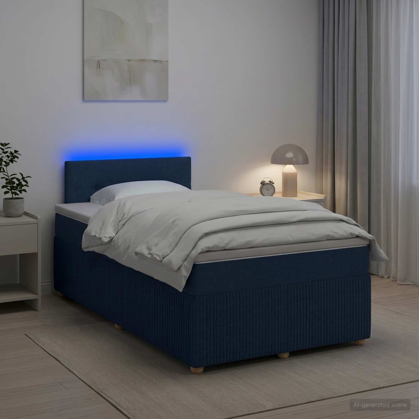 vidaXL Κρεβάτι box spring με στρώμα Μπλε 120 x 200 cm Ύφασμα