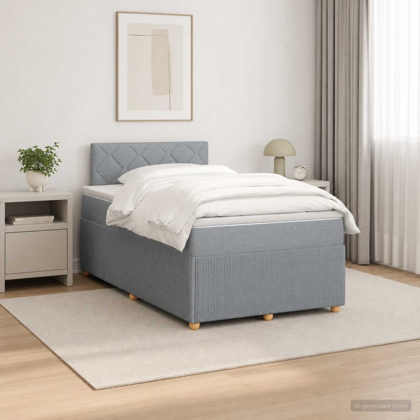 vidaXL Κρεβάτι box spring με στρώμα Ανοιχτό γκρι 120 x 200 cm Ύφασμα