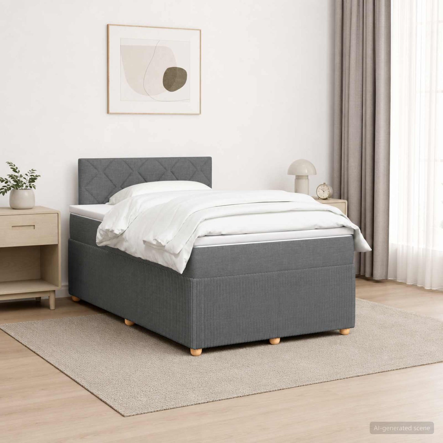 vidaXL Κρεβάτι box spring με στρώμα Σκούρο Γκρι 120 x 190 cm Ύφασμα