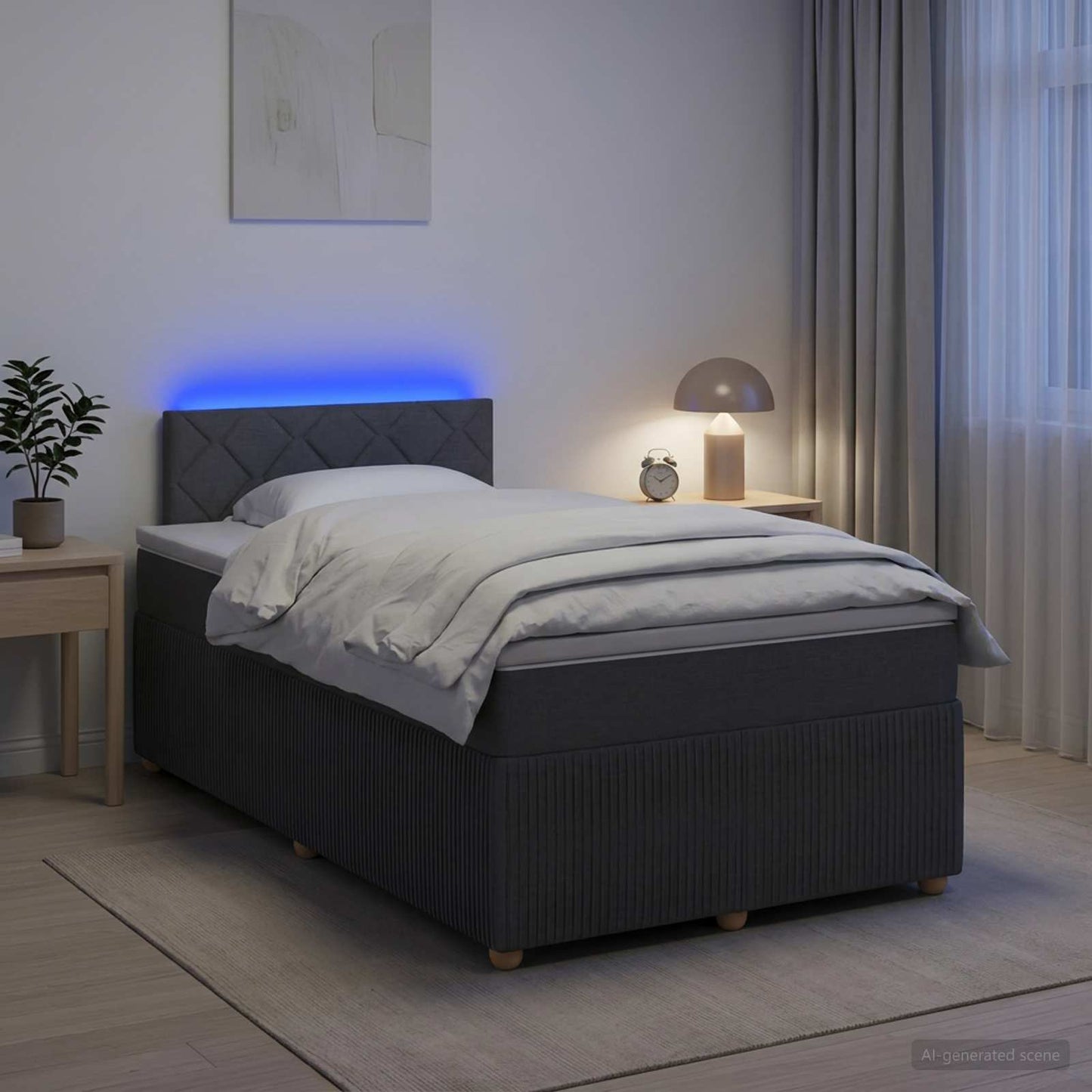 vidaXL Κρεβάτι box spring με στρώμα Σκούρο Γκρι 120 x 190 cm Ύφασμα
