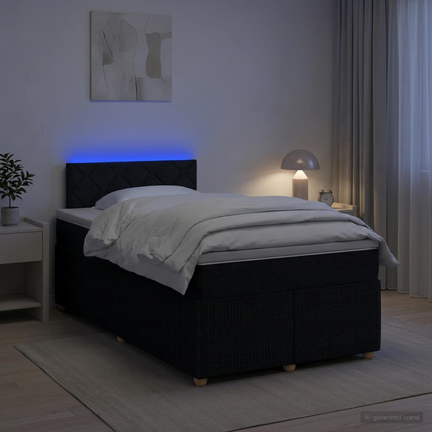 vidaXL Κρεβάτι box spring με στρώμα Μαύρο 120 x 190 cm Ύφασμα