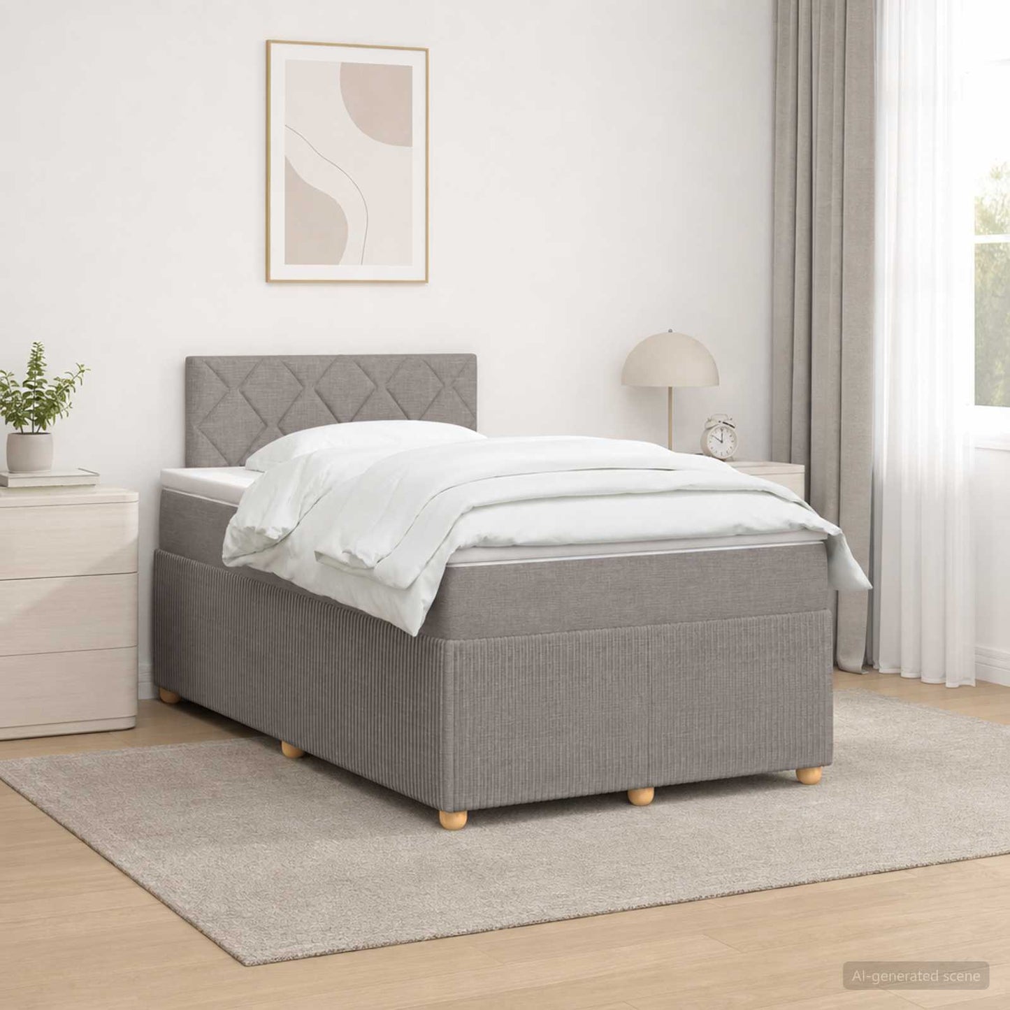 vidaXL Κρεβάτι box spring με στρώμα Taupe 120 x 190 cm Ύφασμα