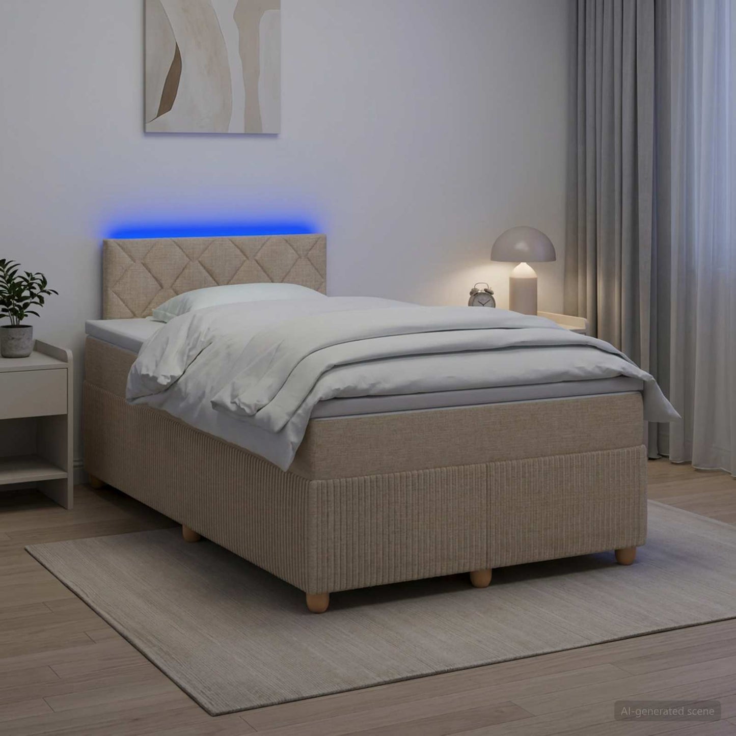 vidaXL Κρεβάτι box spring με στρώμα Κρεμ 120 x 190 cm Ύφασμα