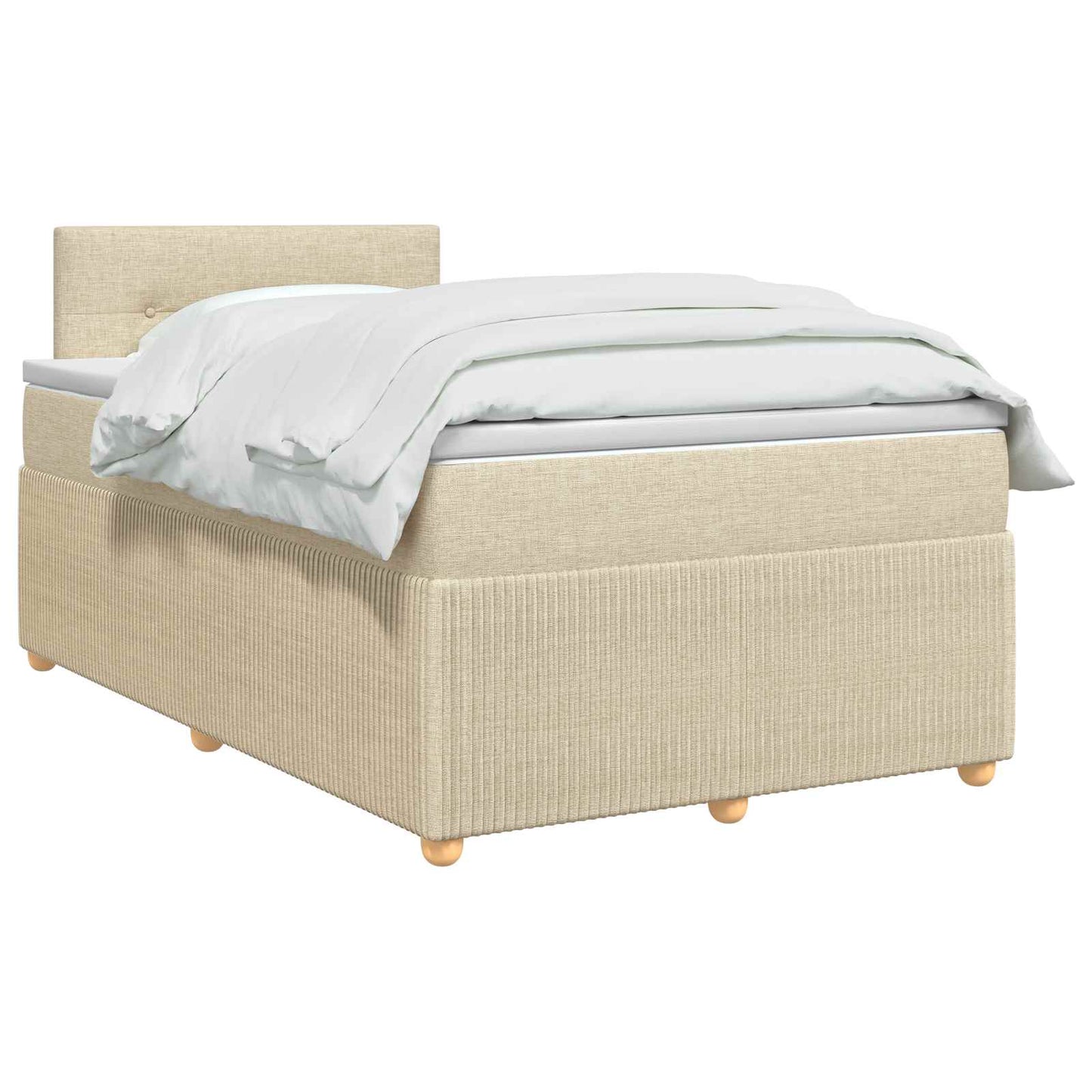 vidaXL Κρεβάτι box spring με στρώμα Κρεμ 120 x 200 cm Ύφασμα