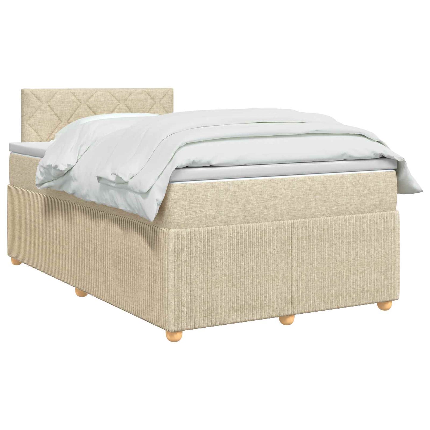 vidaXL Κρεβάτι box spring με στρώμα Κρεμ 120 x 200 cm Ύφασμα