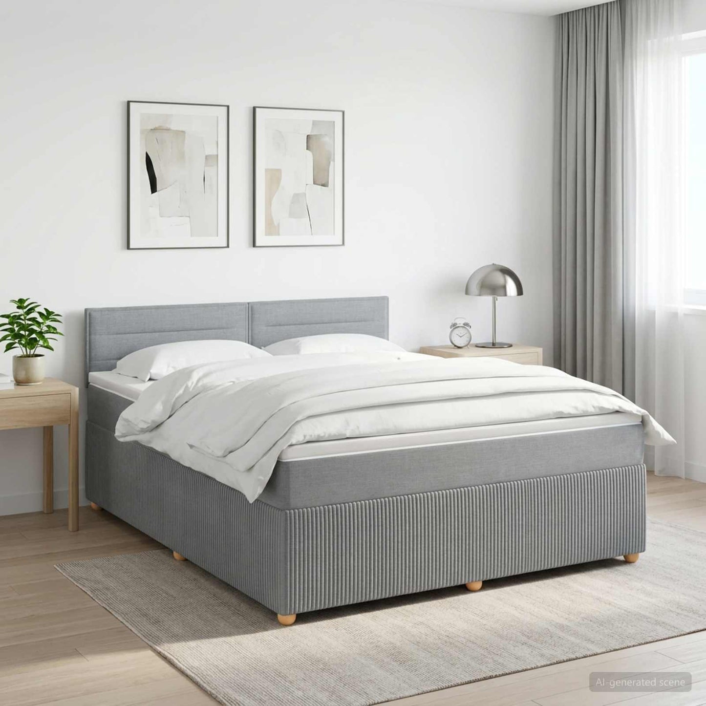 vidaXL Κρεβάτι box spring με στρώμα Ανοιχτό γκρι 140 x 200 cm Ύφασμα