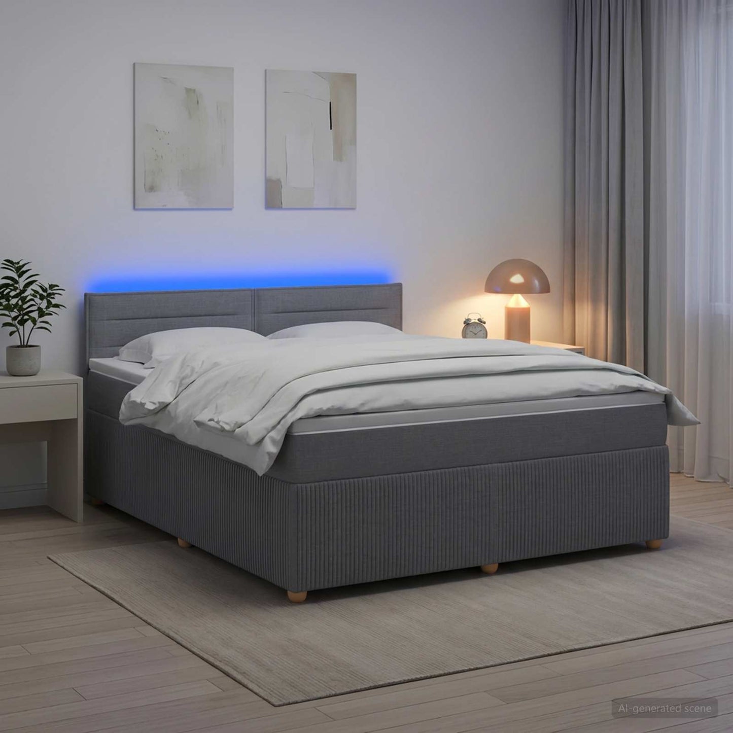 vidaXL Κρεβάτι box spring με στρώμα Ανοιχτό γκρι 140 x 200 cm Ύφασμα