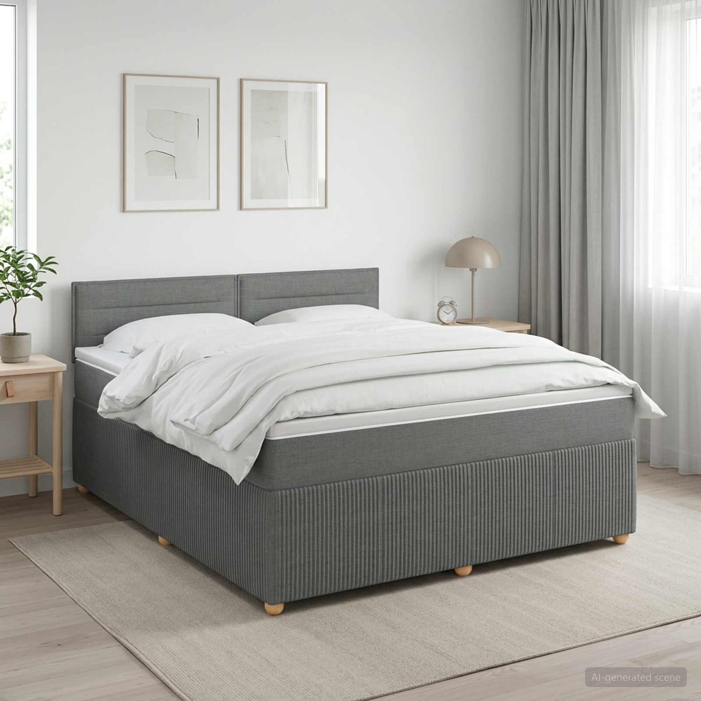 vidaXL Κρεβάτι box spring με στρώμα Σκούρο Γκρι 140 x 200 cm Ύφασμα