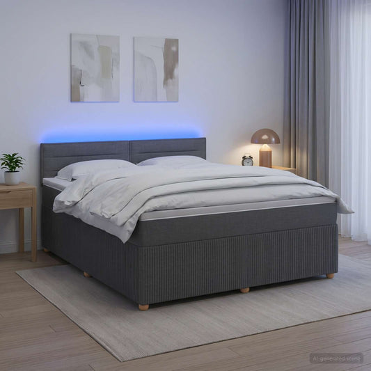 vidaXL Κρεβάτι box spring με στρώμα Σκούρο Γκρι 180 x 200 cm Ύφασμα