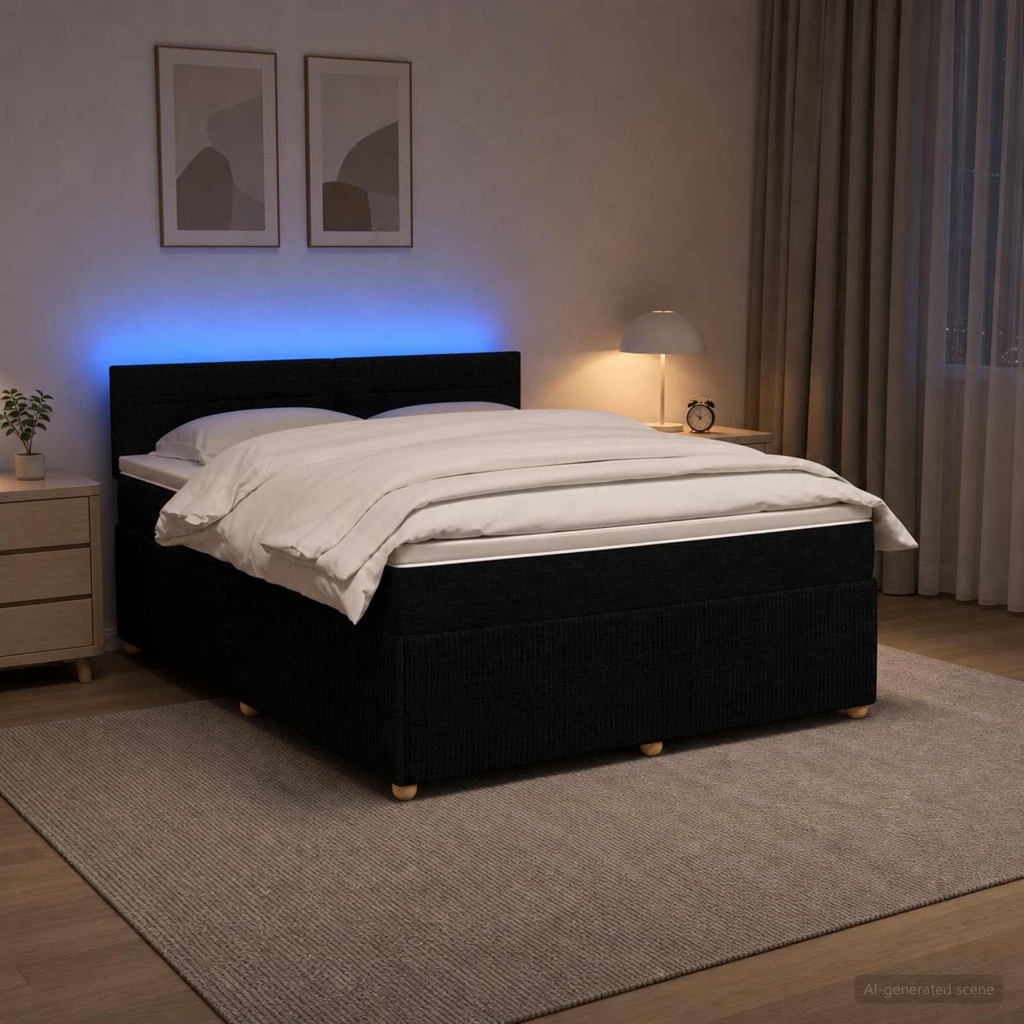 vidaXL Κρεβάτι box spring με στρώμα Μαύρο 160 x 200 cm Ύφασμα