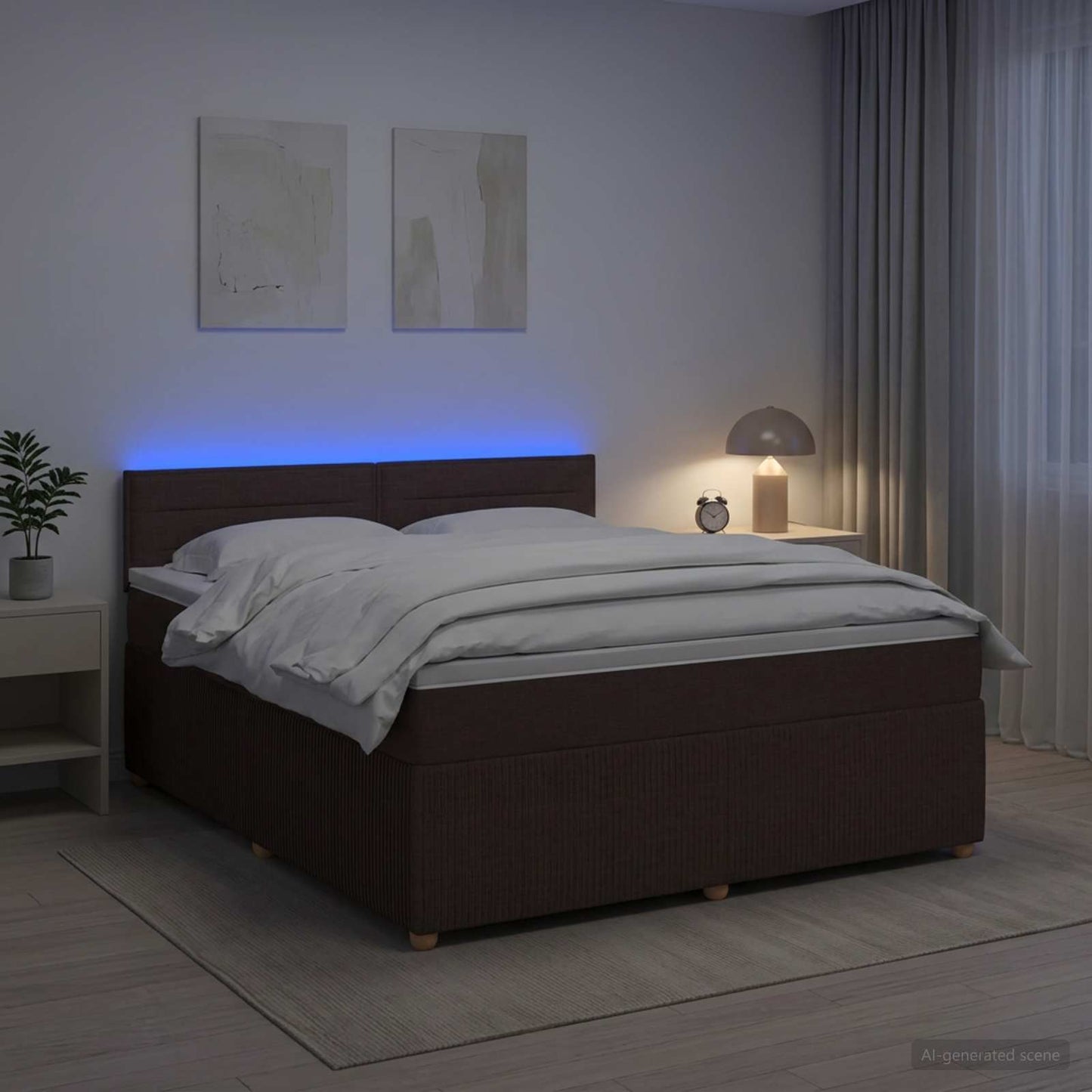 vidaXL Κρεβάτι box spring με στρώμα Σκούρο Καφέ 140 x 190 cm Ύφασμα