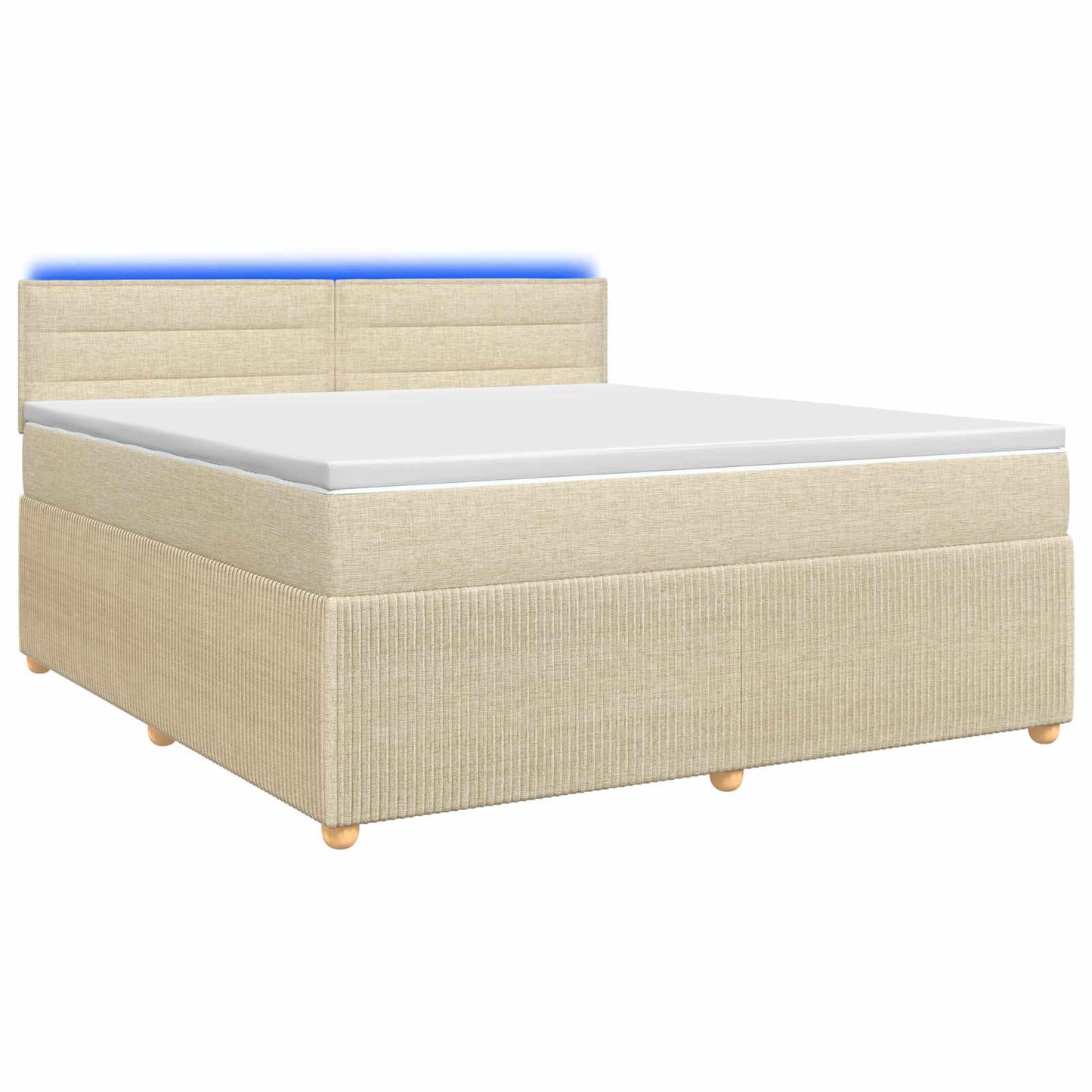 vidaXL Κρεβάτι box spring με στρώμα Κρεμ 180 x 200 cm Ύφασμα