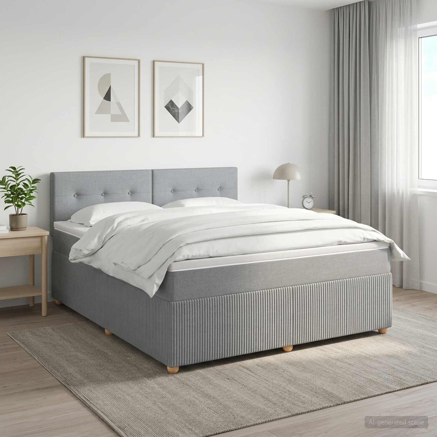 vidaXL Κρεβάτι box spring με στρώμα Ανοιχτό γκρι 180 x 200 cm Ύφασμα
