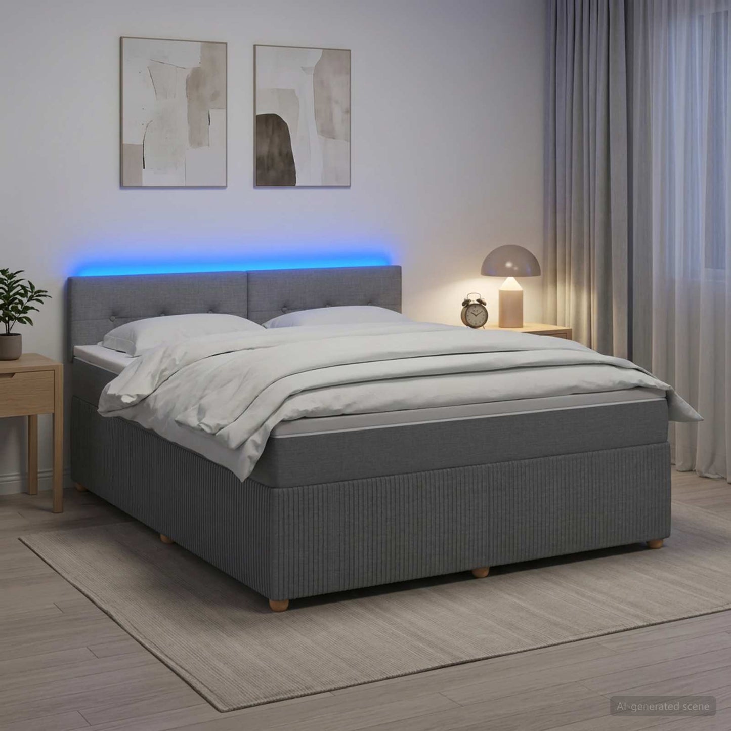 vidaXL Κρεβάτι box spring με στρώμα Ανοιχτό γκρι 180 x 200 cm Ύφασμα