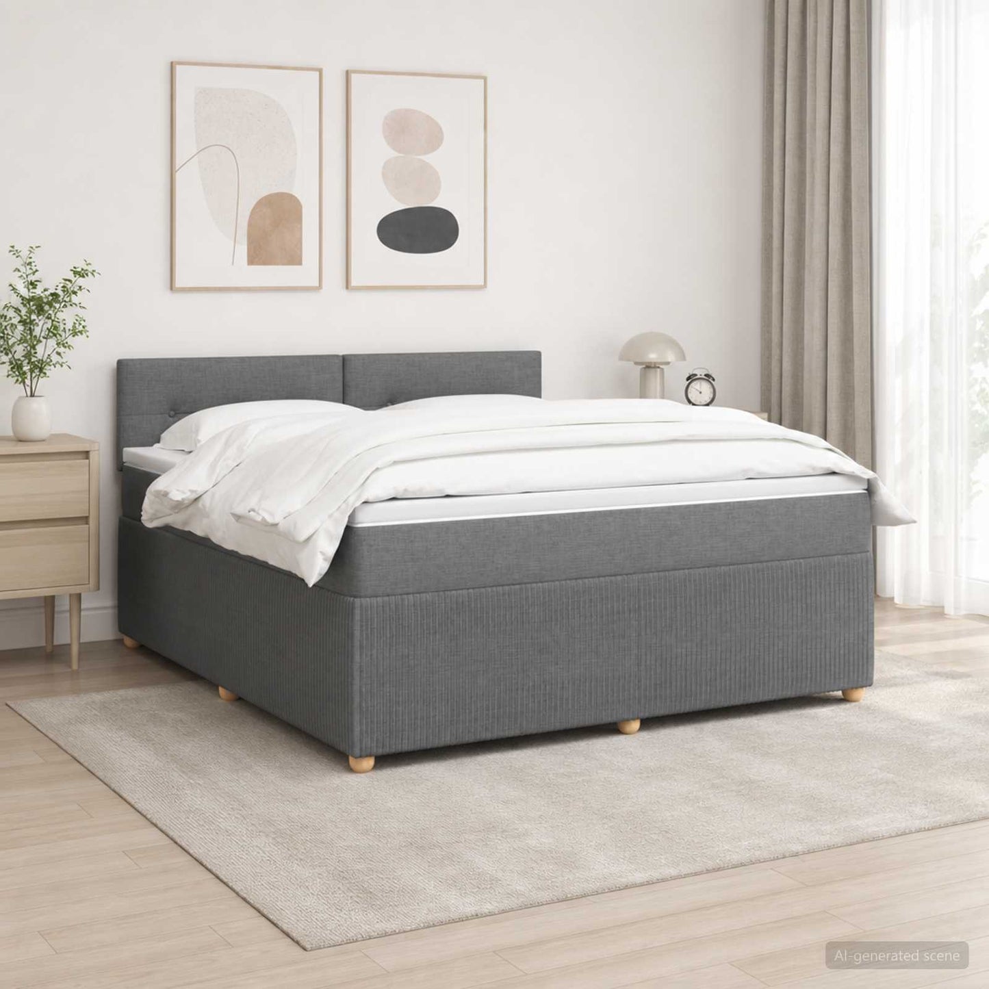 vidaXL Κρεβάτι box spring με στρώμα Σκούρο Γκρι 140 x 200 cm Ύφασμα