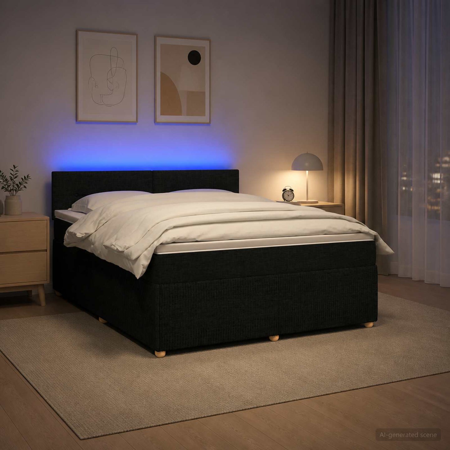 vidaXL Κρεβάτι box spring με στρώμα Μαύρο 140 x 200 cm Ύφασμα
