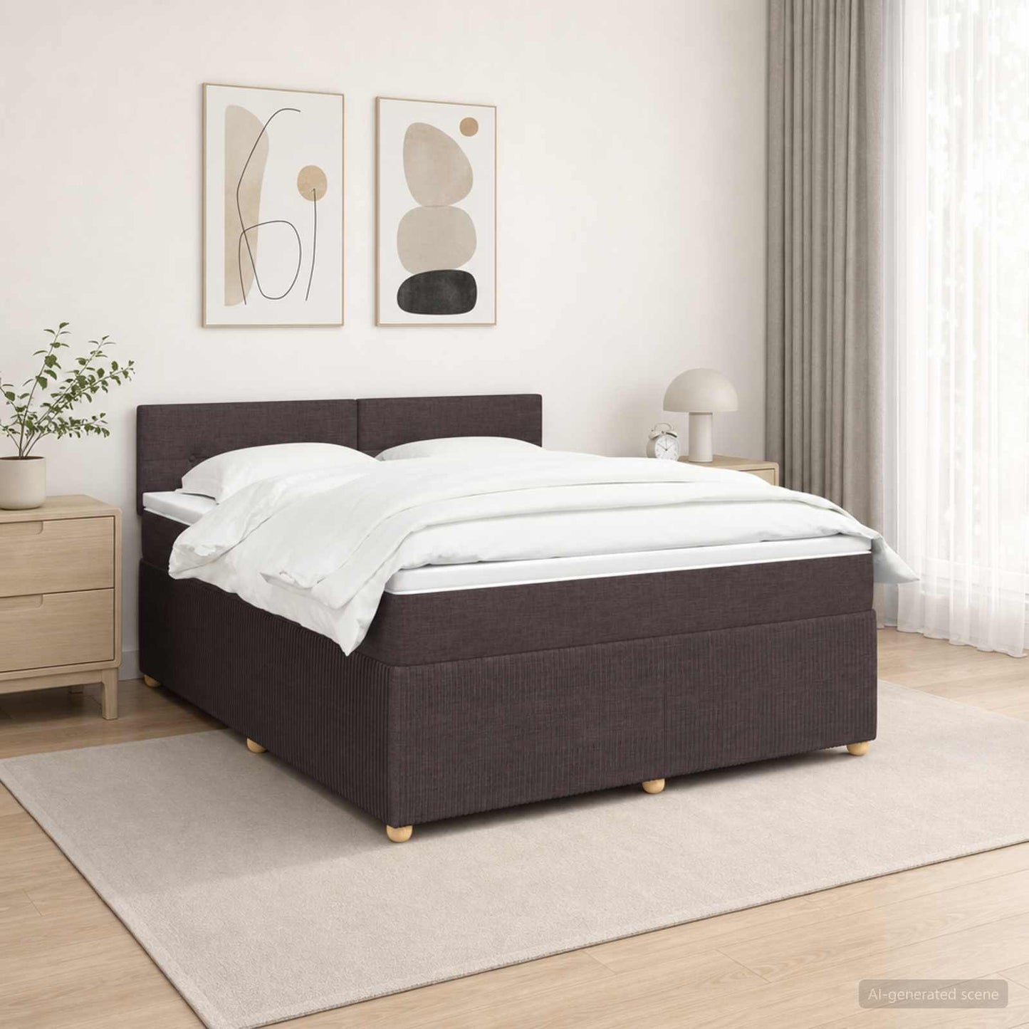 vidaXL Κρεβάτι box spring με στρώμα Σκούρο Καφέ 140 x 190 cm Ύφασμα