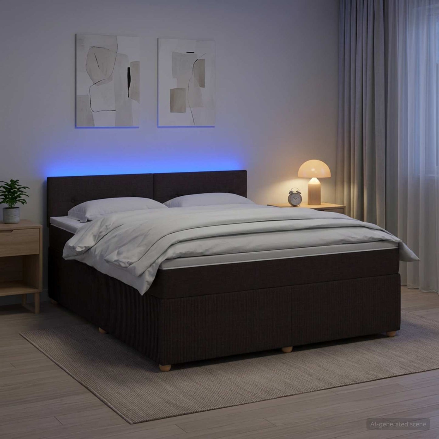 vidaXL Κρεβάτι box spring με στρώμα Σκούρο Καφέ 140 x 190 cm Ύφασμα