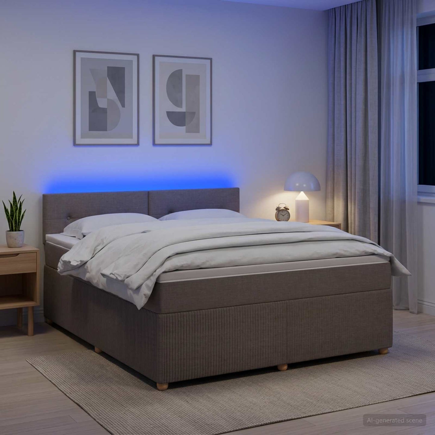 vidaXL Κρεβάτι box spring με στρώμα Taupe 160 x 200 cm Ύφασμα