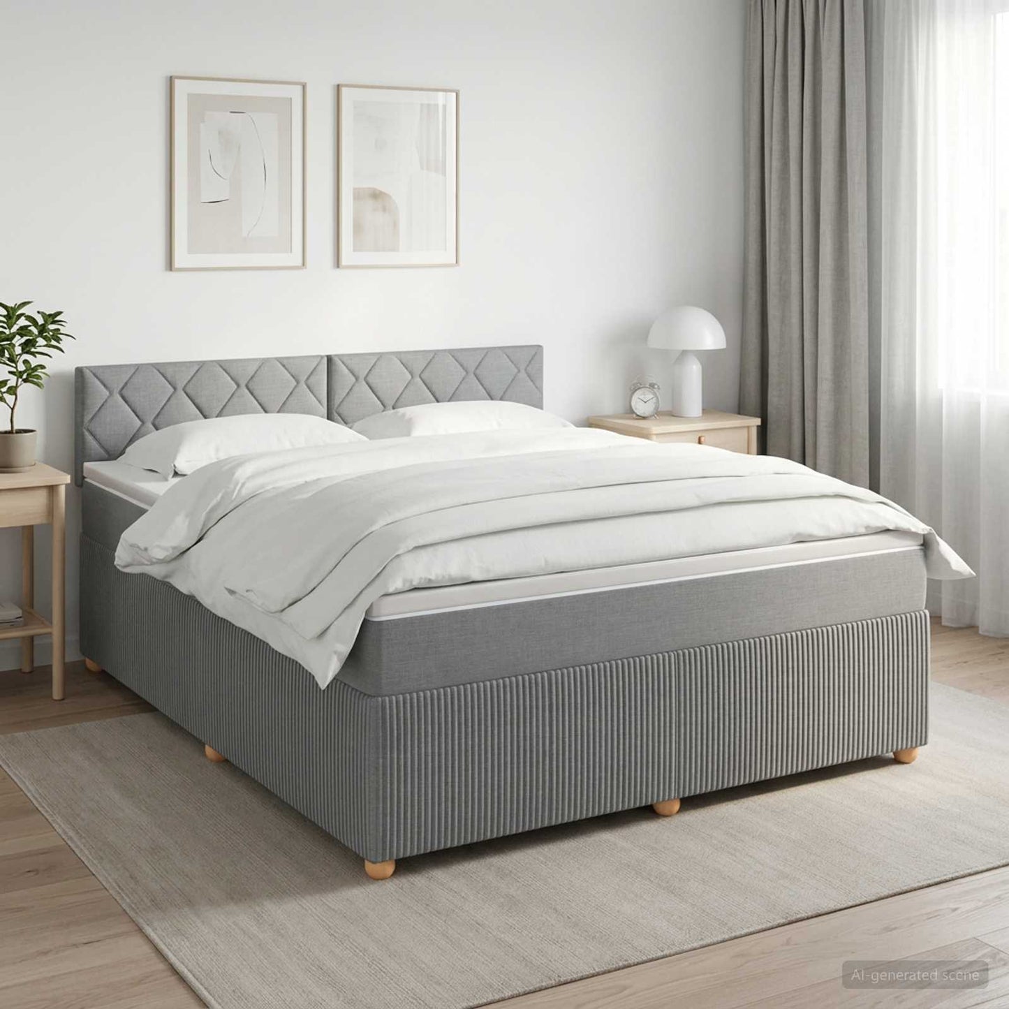 vidaXL Κρεβάτι box spring με στρώμα Ανοιχτό γκρι 140 x 200 cm Ύφασμα