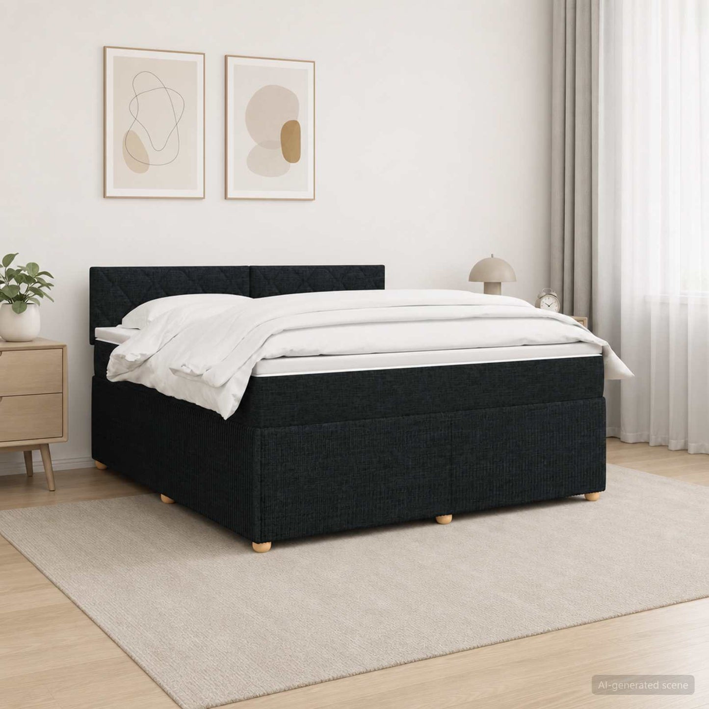 vidaXL Κρεβάτι box spring με στρώμα Μαύρο 160 x 200 cm Ύφασμα
