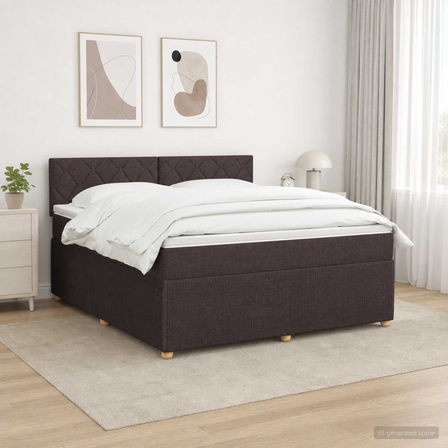 vidaXL Κρεβάτι box spring με στρώμα Σκούρο Καφέ 180 x 200 cm Ύφασμα