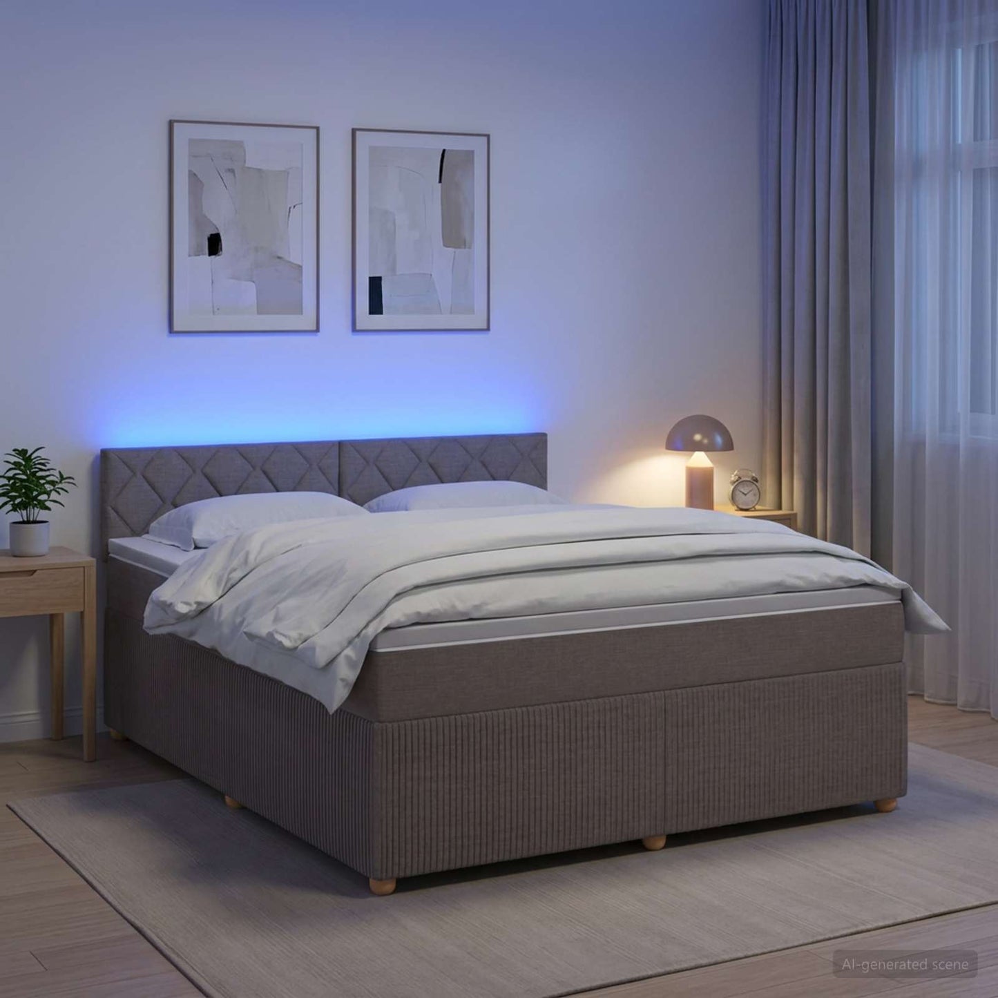 vidaXL Κρεβάτι box spring με στρώμα Taupe 180 x 200 cm Ύφασμα