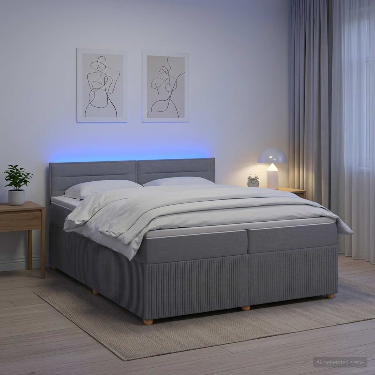 vidaXL Κρεβάτι box spring με στρώμα Ανοιχτό γκρι 200 x 200 cm Ύφασμα