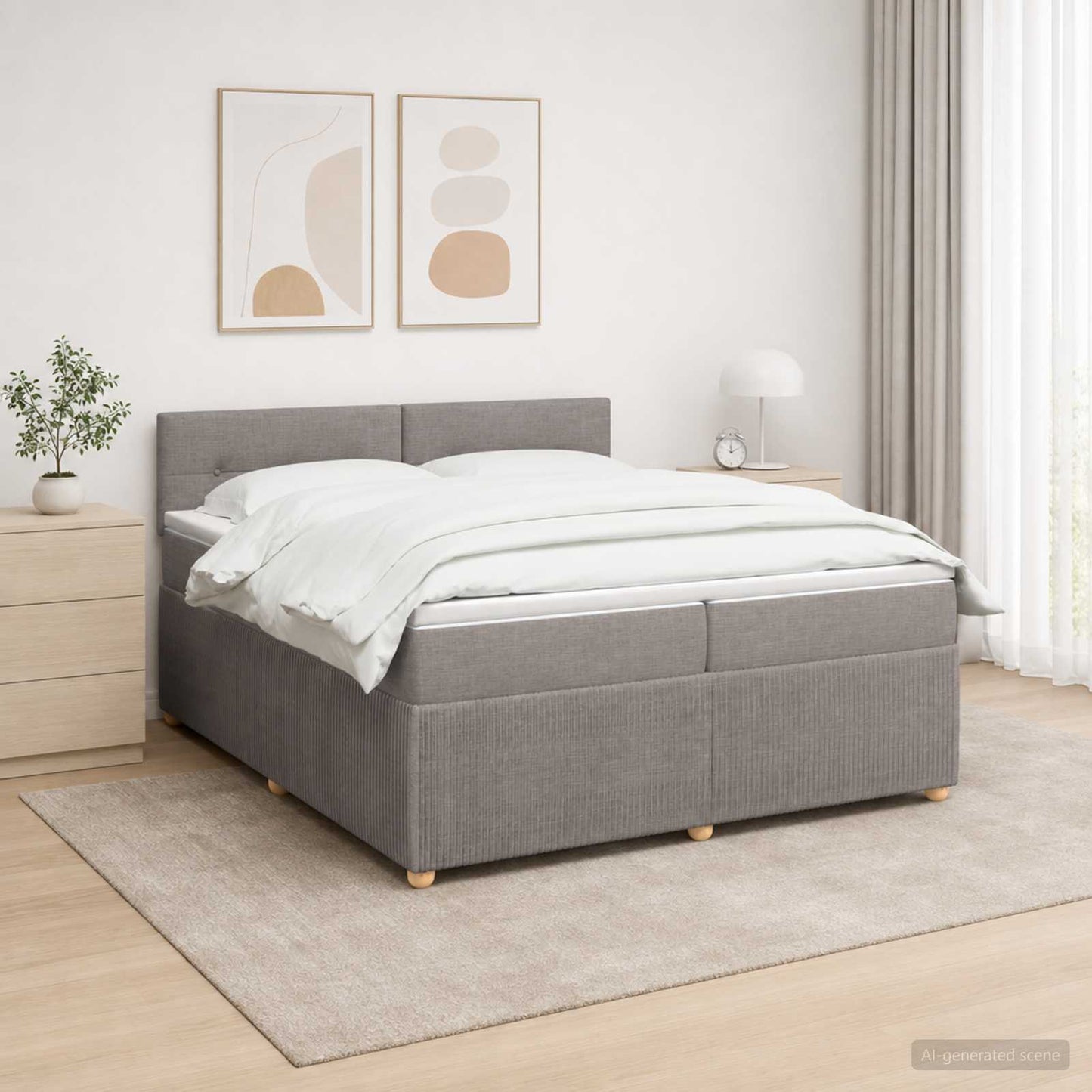 vidaXL Κρεβάτι box spring με στρώμα Taupe 200 x 200 cm Ύφασμα