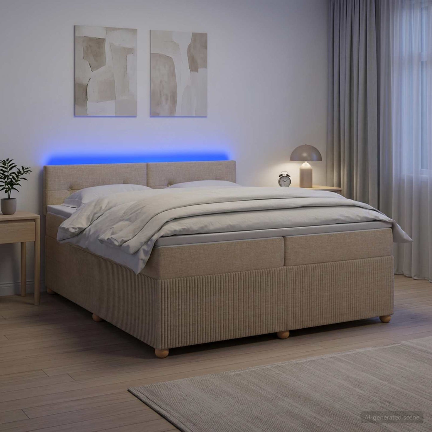 vidaXL Κρεβάτι box spring με στρώμα Κρεμ 200 x 200 cm Ύφασμα