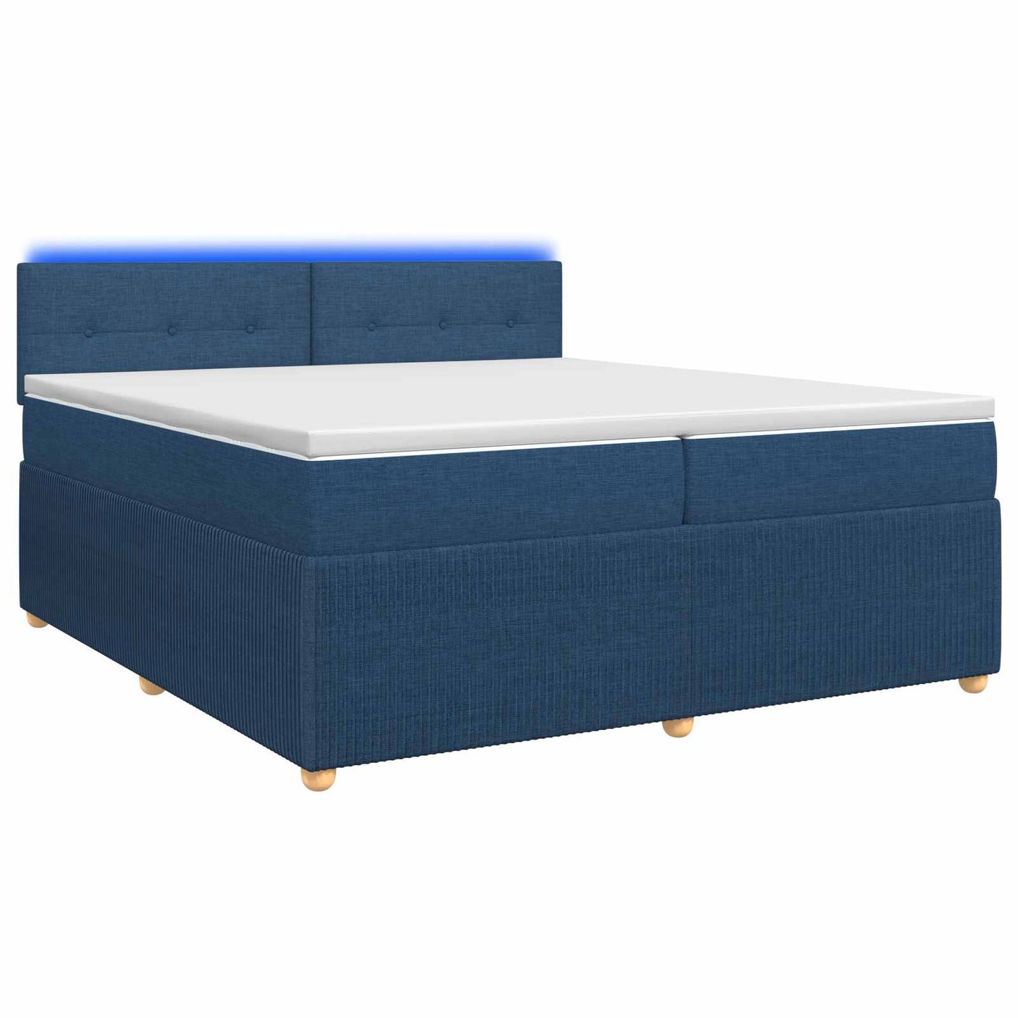 vidaXL Κρεβάτι box spring με στρώμα Μπλε 200 x 200 cm Ύφασμα
