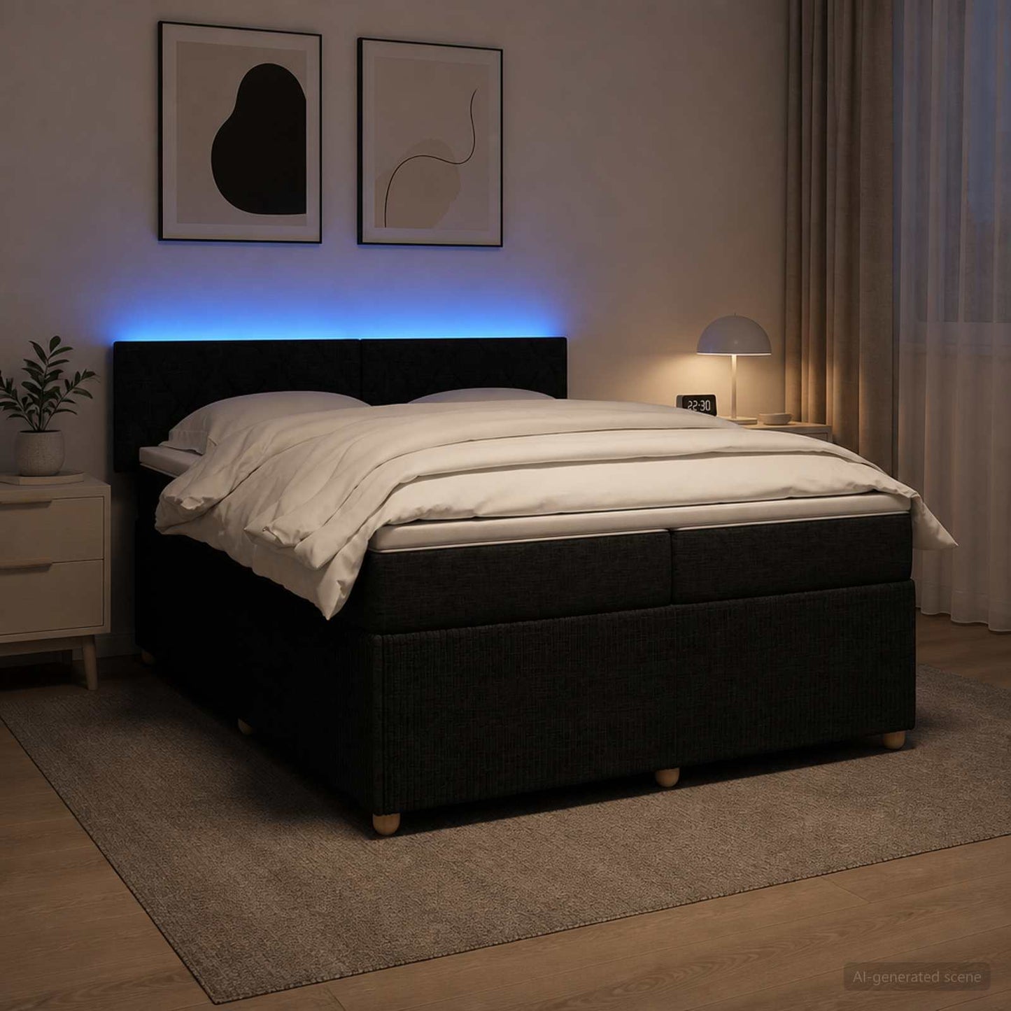 vidaXL Κρεβάτι box spring με στρώμα Μαύρο 200 x 200 cm Ύφασμα