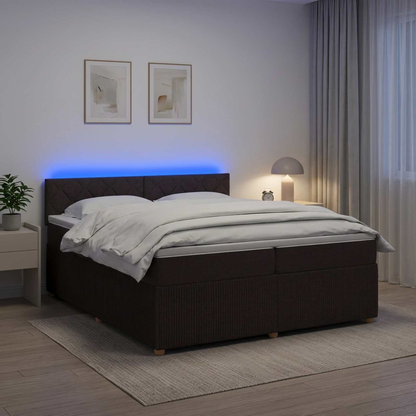 vidaXL Κρεβάτι box spring με στρώμα Σκούρο Καφέ 200 x 200 cm Ύφασμα