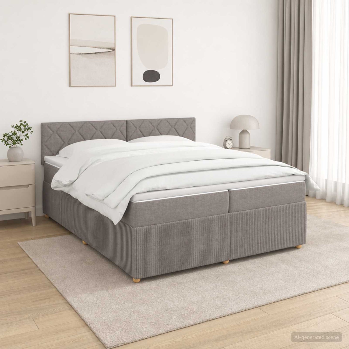 vidaXL Κρεβάτι box spring με στρώμα Taupe 200 x 200 cm Ύφασμα