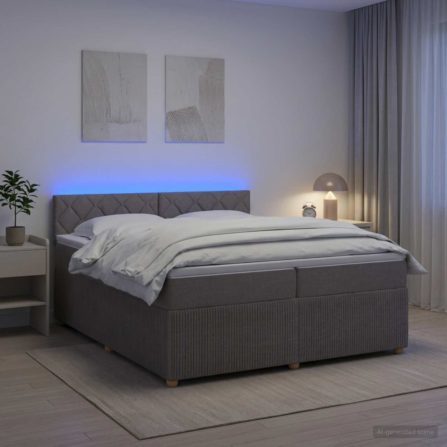 vidaXL Κρεβάτι box spring με στρώμα Taupe 200 x 200 cm Ύφασμα