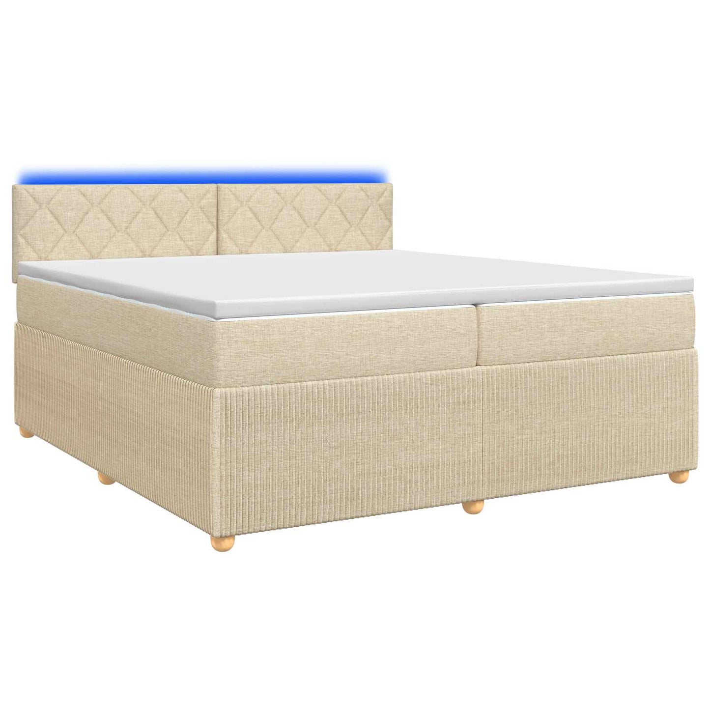 vidaXL Κρεβάτι box spring με στρώμα Κρεμ 200 x 200 cm Ύφασμα