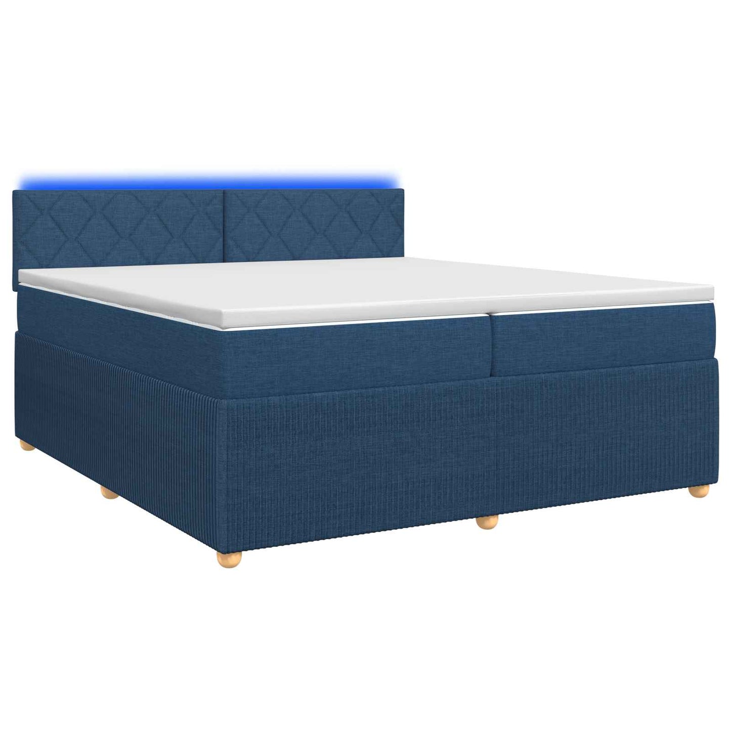 vidaXL Κρεβάτι box spring με στρώμα Μπλε 200 x 200 cm Ύφασμα