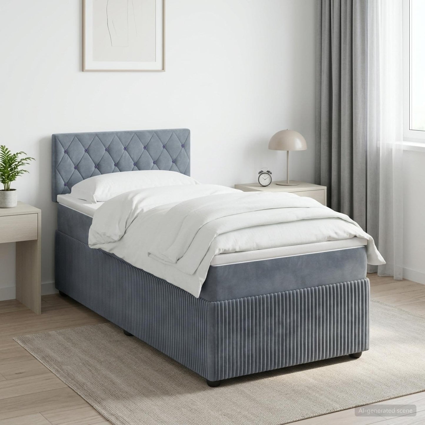 vidaXL Κρεβάτι Box Spring με Στρώμα και LED Σκούρο Γκρι 90 x 190 cm