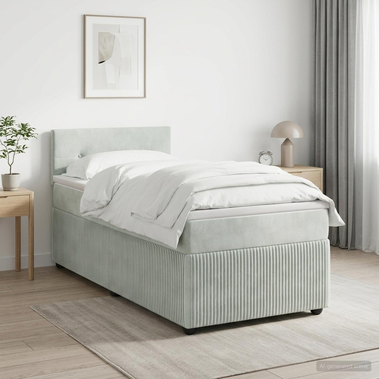 vidaXL Κρεβάτι Box Spring με Στρώμα και LED Ανοιχτό γκρι 90 x 190 cm