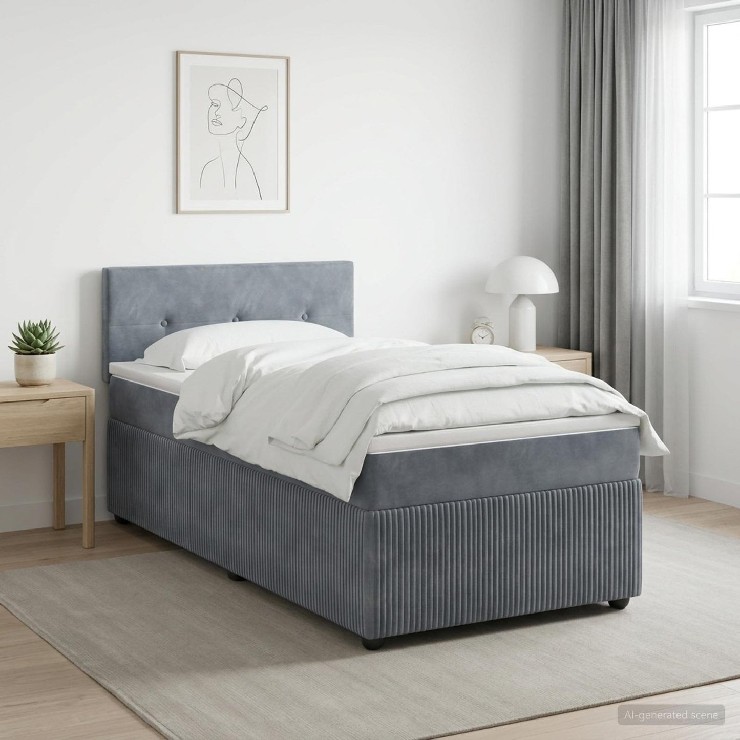 vidaXL Κρεβάτι box spring με στρώμα Σκούρο Γκρι 80 x 200 cm Βελούδο