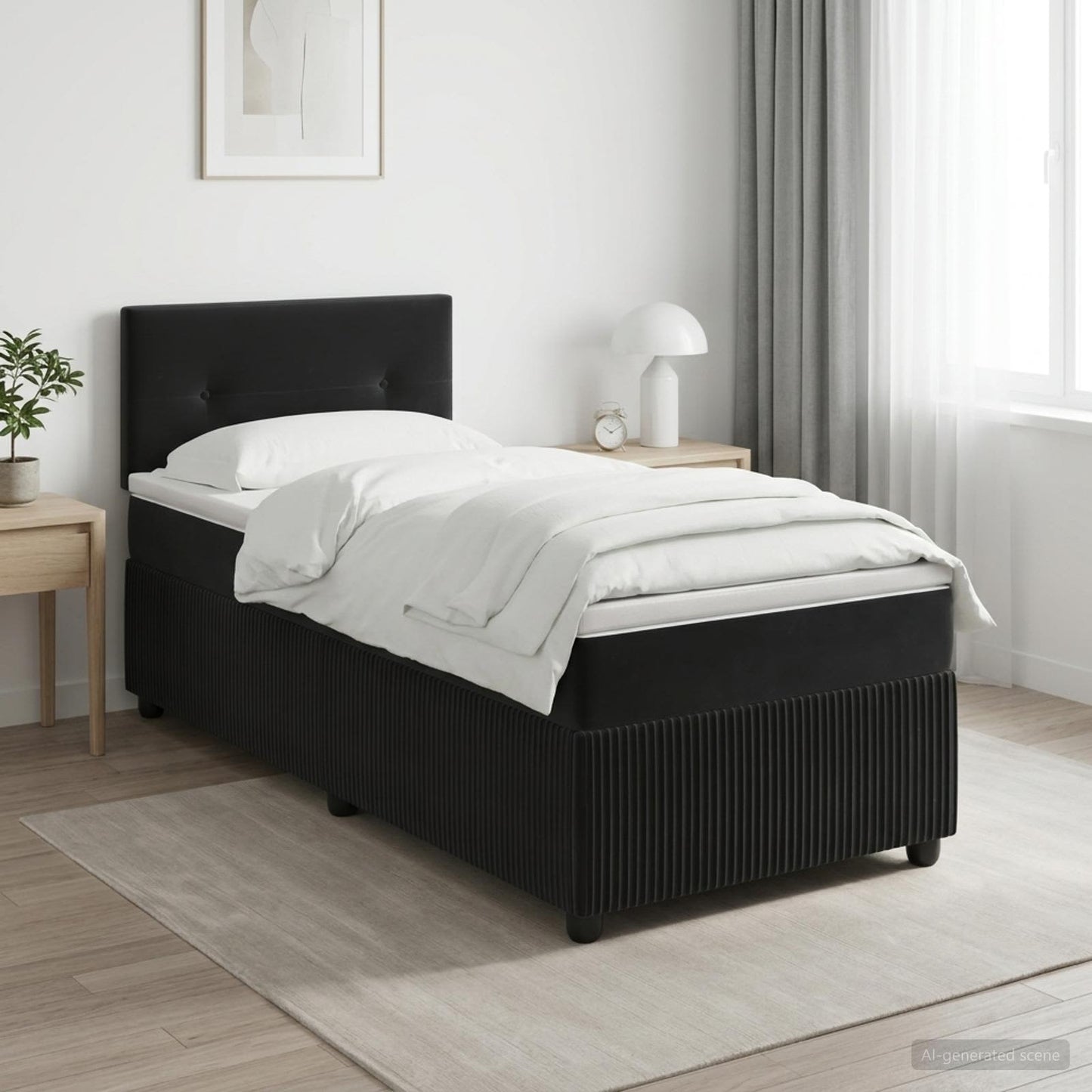 vidaXL Κρεβάτι box spring με στρώμα Μαύρο 90 x 190 cm Βελούδο