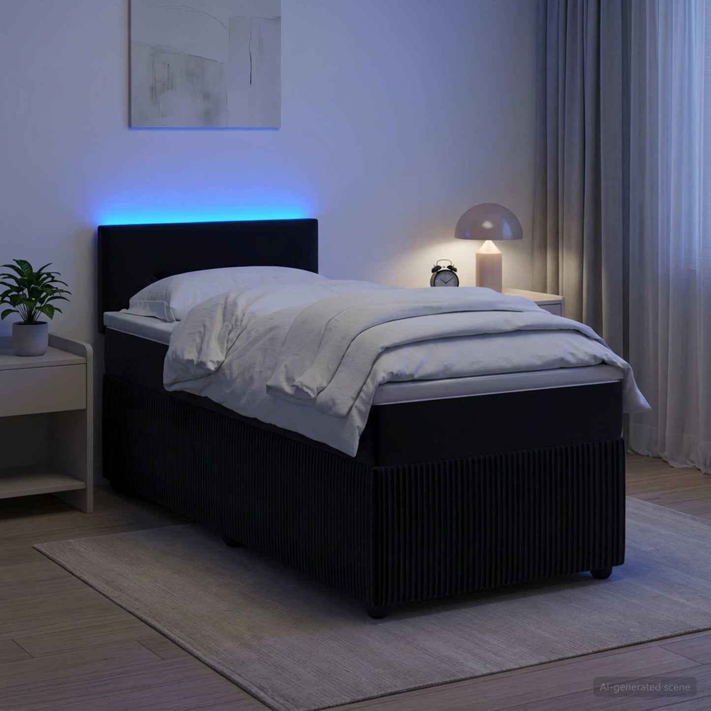 vidaXL Κρεβάτι box spring με στρώμα Μαύρο 90 x 190 cm Βελούδο