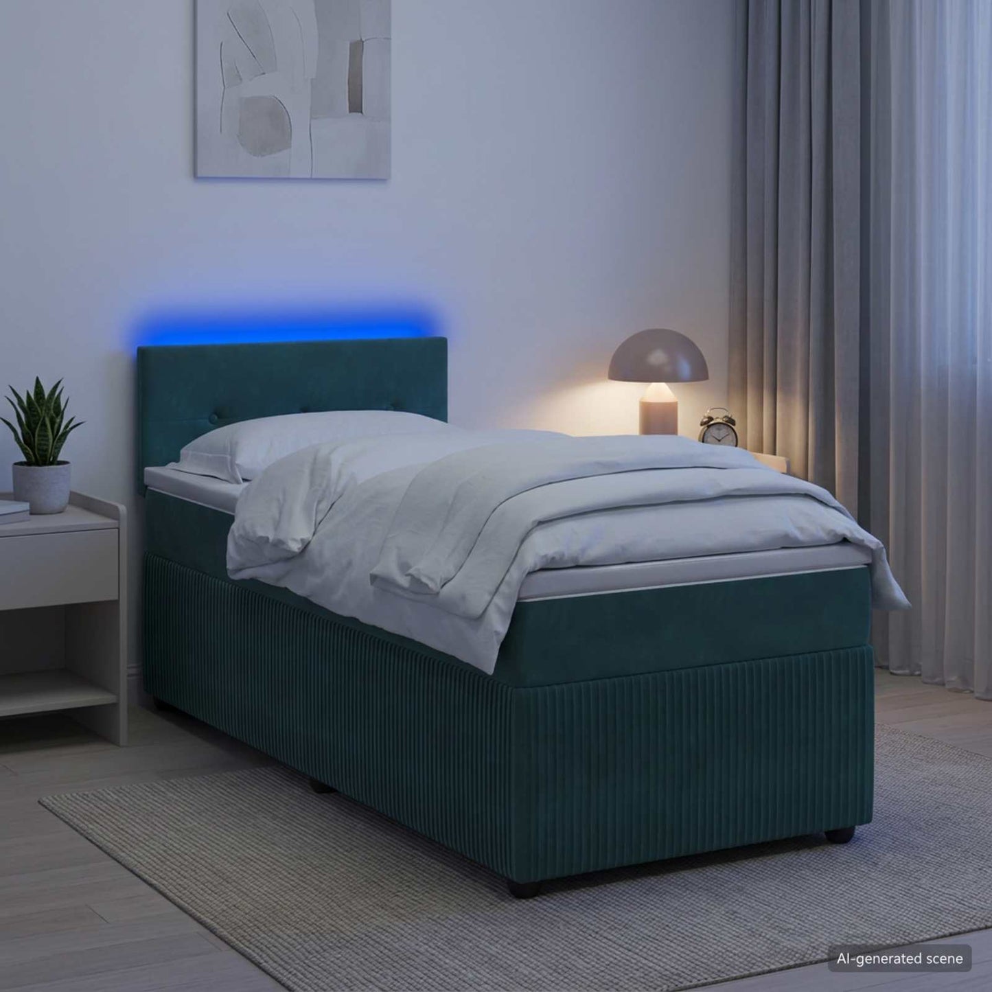 vidaXL Κρεβάτι box spring με στρώμα Σκούρο Πράσινο 100 x 200 cm