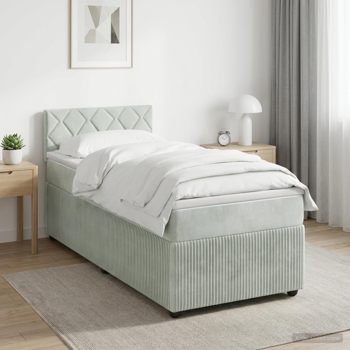 vidaXL Κρεβάτι Box Spring με Στρώμα και LED Ανοιχτό γκρι 90 x 190 cm