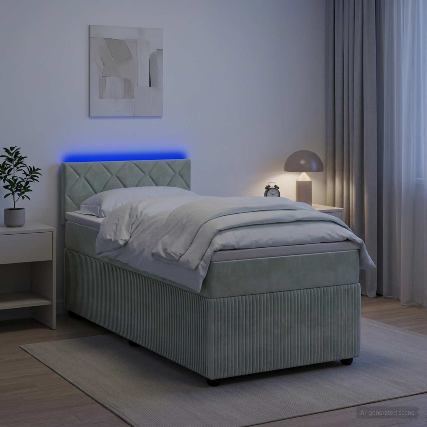 vidaXL Κρεβάτι box spring με στρώμα Ανοιχτό γκρι 100 x 200 cm Βελούδο