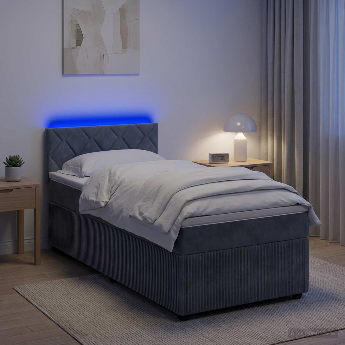 vidaXL Κρεβάτι box spring με στρώμα Σκούρο Γκρι 100 x 200 cm Βελούδο