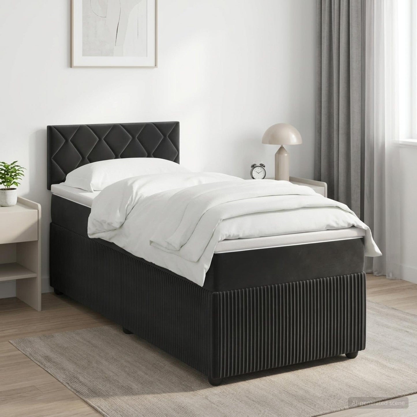 vidaXL Κρεβάτι box spring με στρώμα Μαύρο 90 x 190 cm Βελούδο